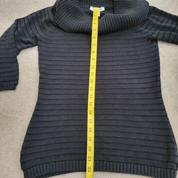 WHITE HOUSE BLACK MARKET BLACK STRIPED RIBBED KNIT COWL NECK SWEATER, SIZE S - Picture 10 of 11